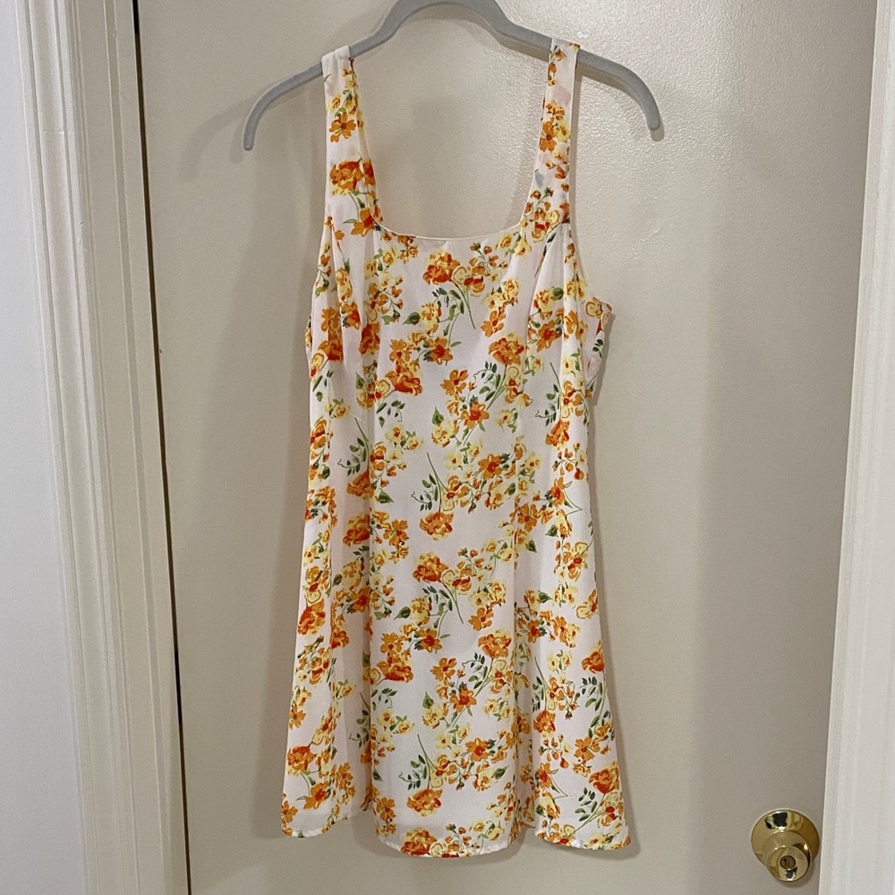Lulu's Floral Mini Dress - White and Orange